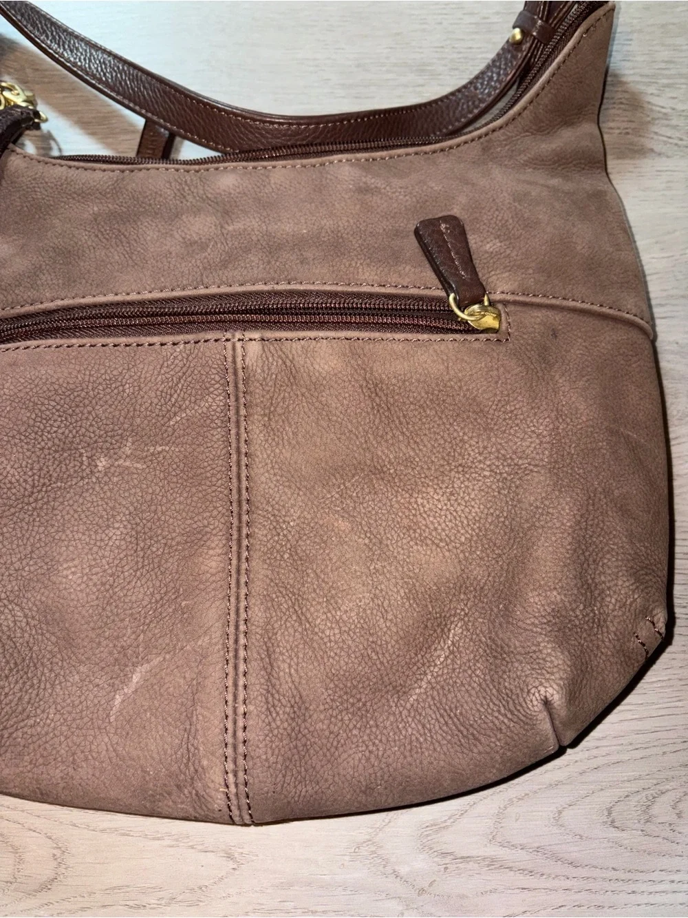 Stone Mountain Accessories Brown Suede Leather Shoulder Hobo Bag
